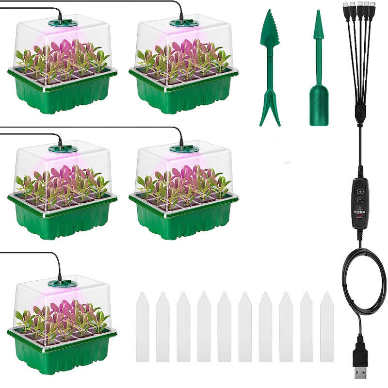 🌱 Bandejas de Cultivo con Luz de Crecimiento – Temporizador, Ajuste de Humedad, Drenaje, Ideal para Germinación de Semillas 50% OFF