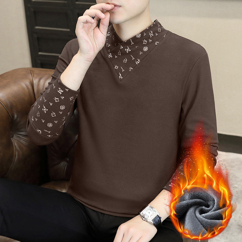 Dos piezas de manga larga de imitación de los hombres casuales Top