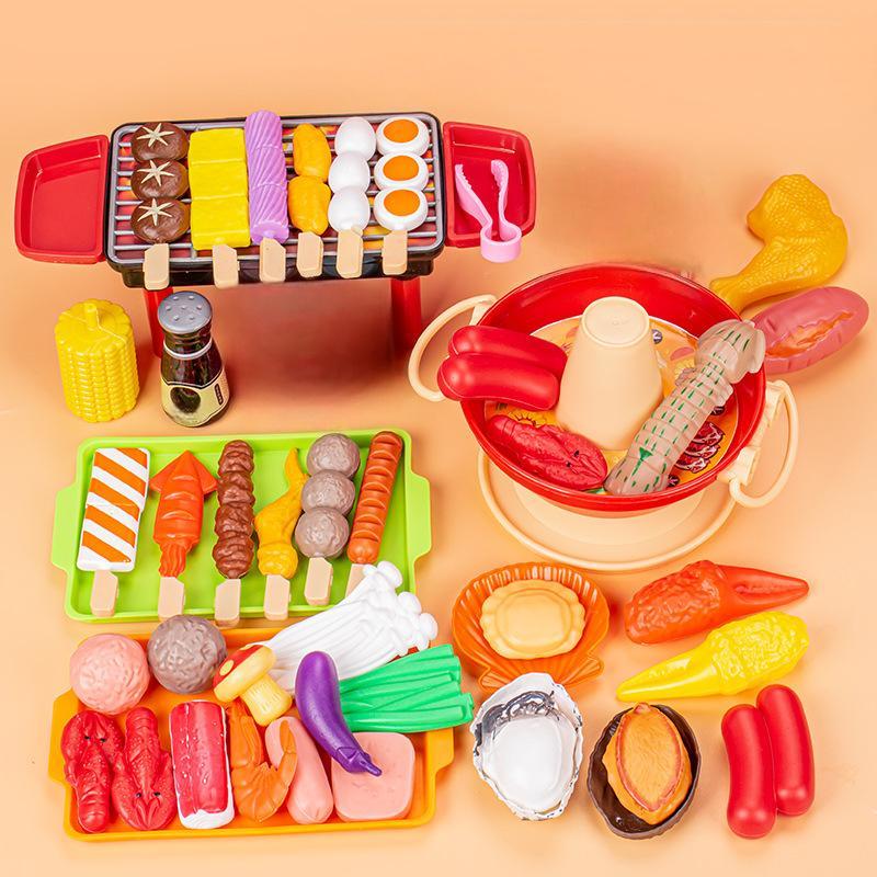 🎁 Regalo Navideño Perfecto: Set de Parrilla BBQ Realista para Niños con Comida de Juguete ✨