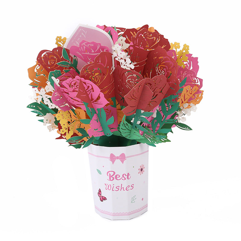💝Tarjeta de felicitación con ramo en 3D🌹