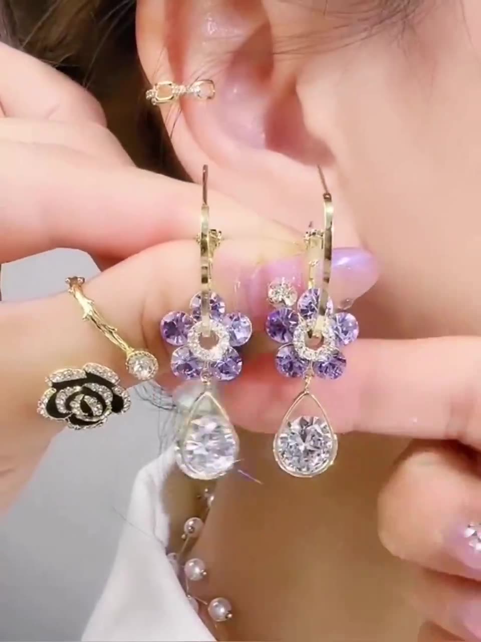 🔥Fashion øreringe i blomstret krystal