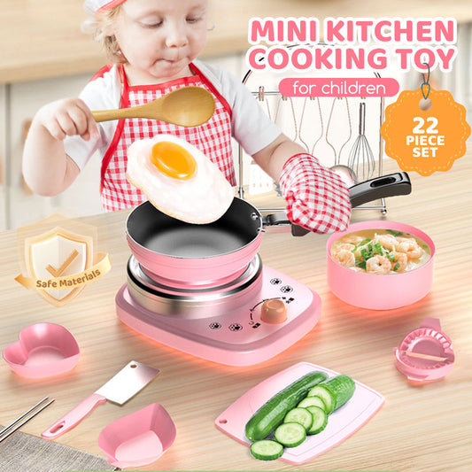 🎁[El mejor regalo para niños]🍳Mini juguetes de cocina de cocina real para niños - Juego de 22 piezas