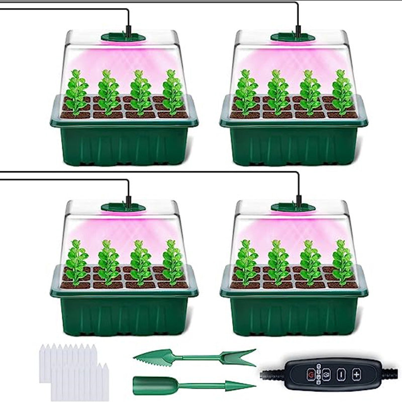 🌱 Bandejas de Cultivo con Luz de Crecimiento – Temporizador, Ajuste de Humedad, Drenaje, Ideal para Germinación de Semillas 50% OFF