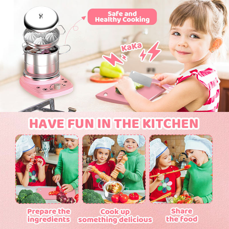 🎁[El mejor regalo para niños]🍳Mini juguetes de cocina de cocina real para niños - Juego de 22 piezas