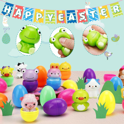 🔥¡Precio especial por último día!⚡Más de 50 000 unidades vendidas🎁12/24 unidades de huevos de Pascua rellenos: juguetes blanditos de crecimiento lento