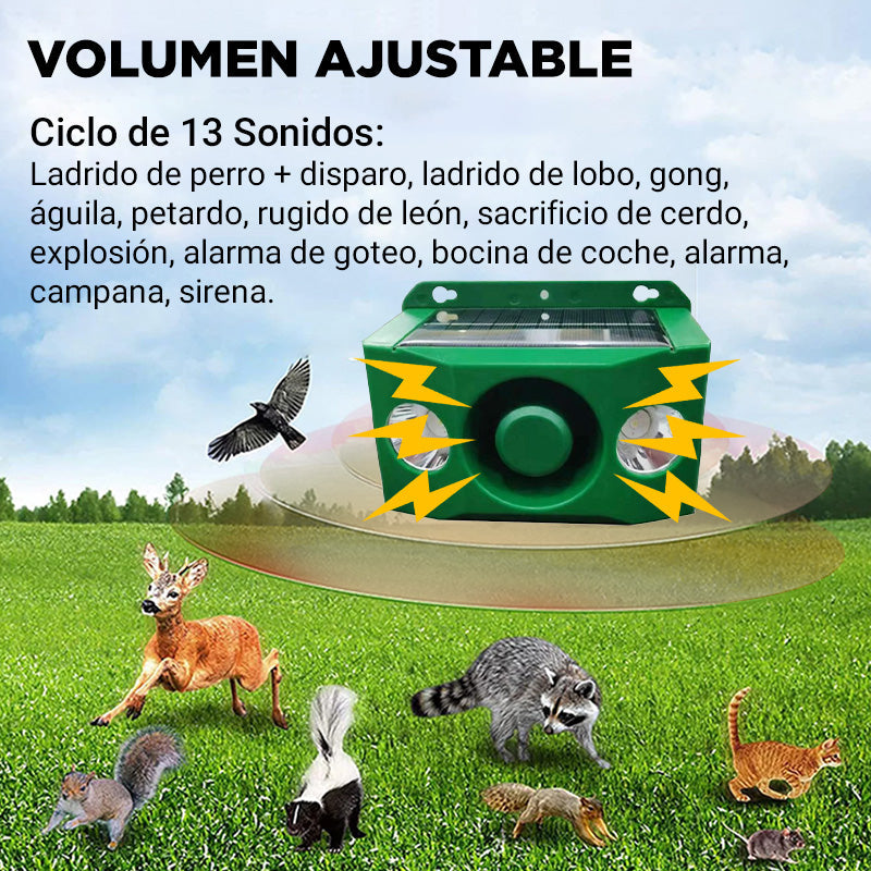 Luces de advertencia solares repelentes de bestias con volumen alto