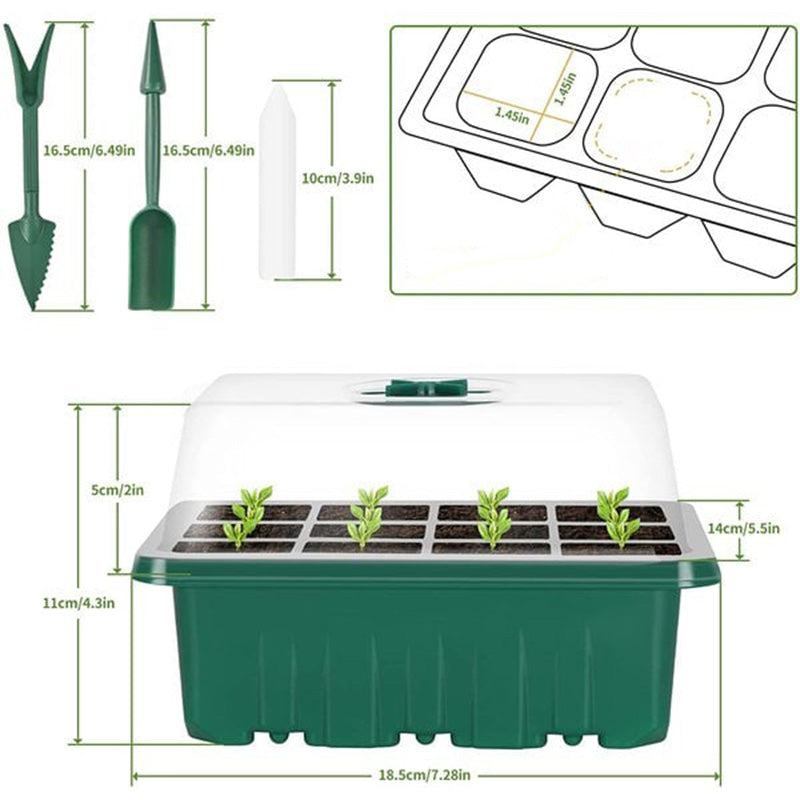 🌱 Bandejas de Cultivo con Luz de Crecimiento – Temporizador, Ajuste de Humedad, Drenaje, Ideal para Germinación de Semillas 50% OFF