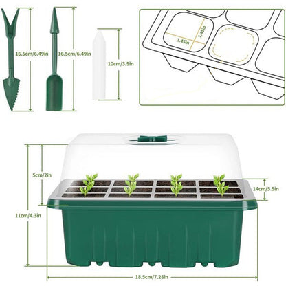 🌱 Bandejas de Cultivo con Luz de Crecimiento – Temporizador, Ajuste de Humedad, Drenaje, Ideal para Germinación de Semillas 50% OFF