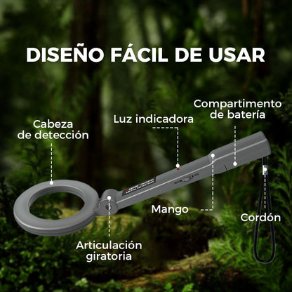 Detector de metales manual 360° para oro y joyas