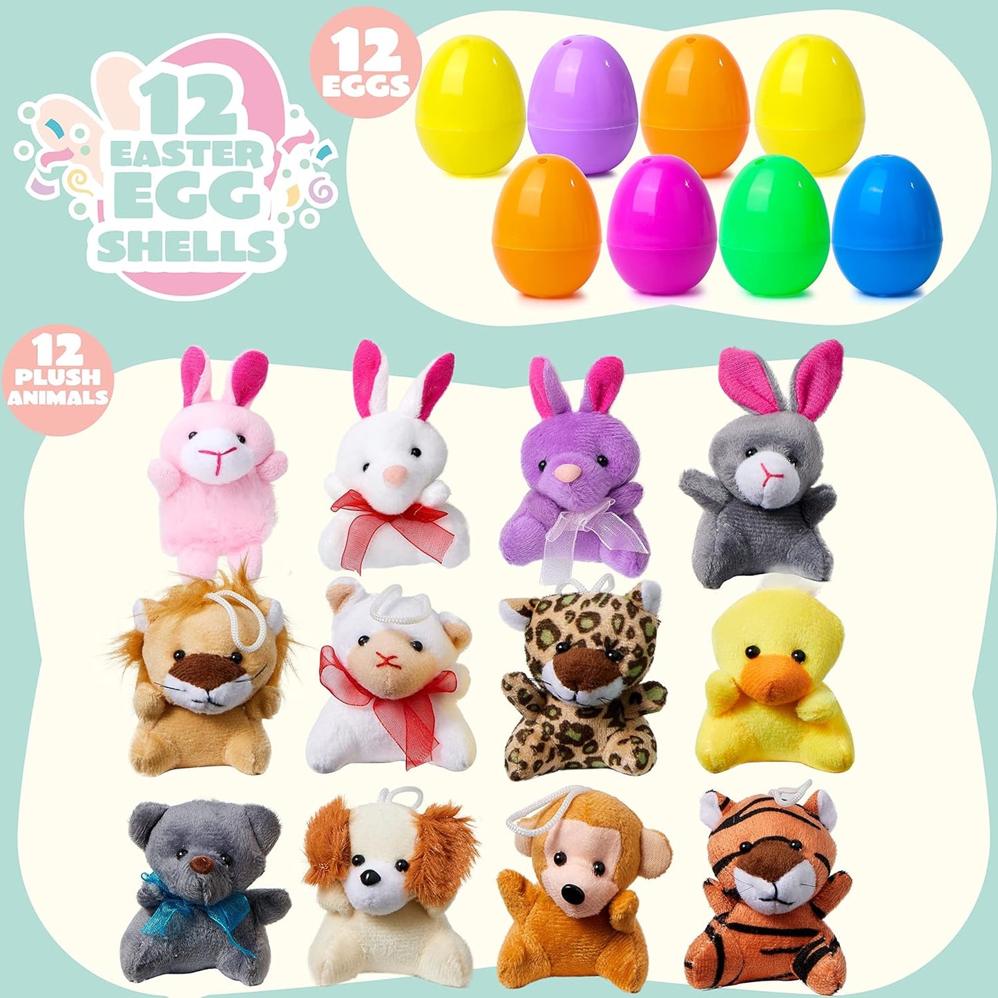 🔥¡Precio especial por último día!⚡Más de 50 000 unidades vendidas🎁12/24 unidades de huevos de Pascua rellenos: juguetes blanditos de crecimiento lento