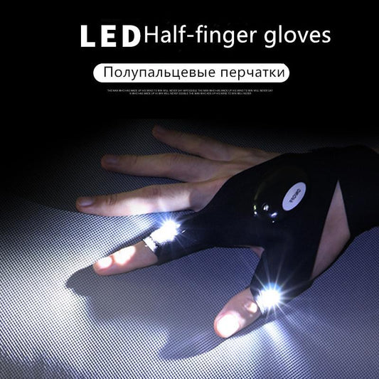 🔥Venta en caliente🔥Guantes impermeables con linterna LED: guantes sin dedos prácticos y duraderos