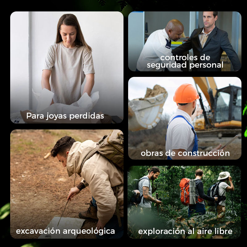 Detector de metales manual 360° para oro y joyas