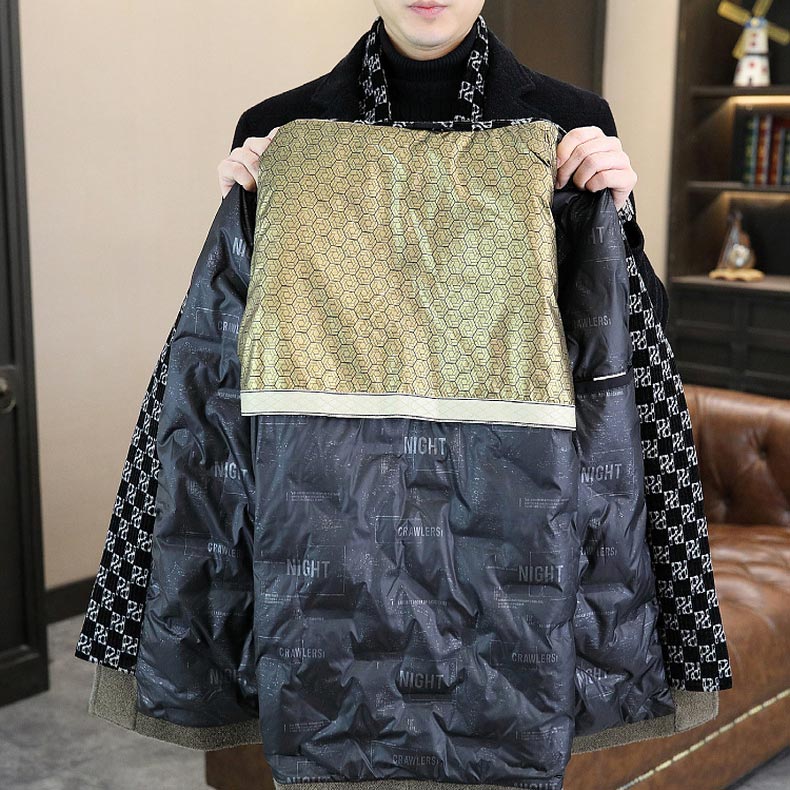 Abrigo cálido de longitud media para hombre | Plumón grueso, diseño elegante