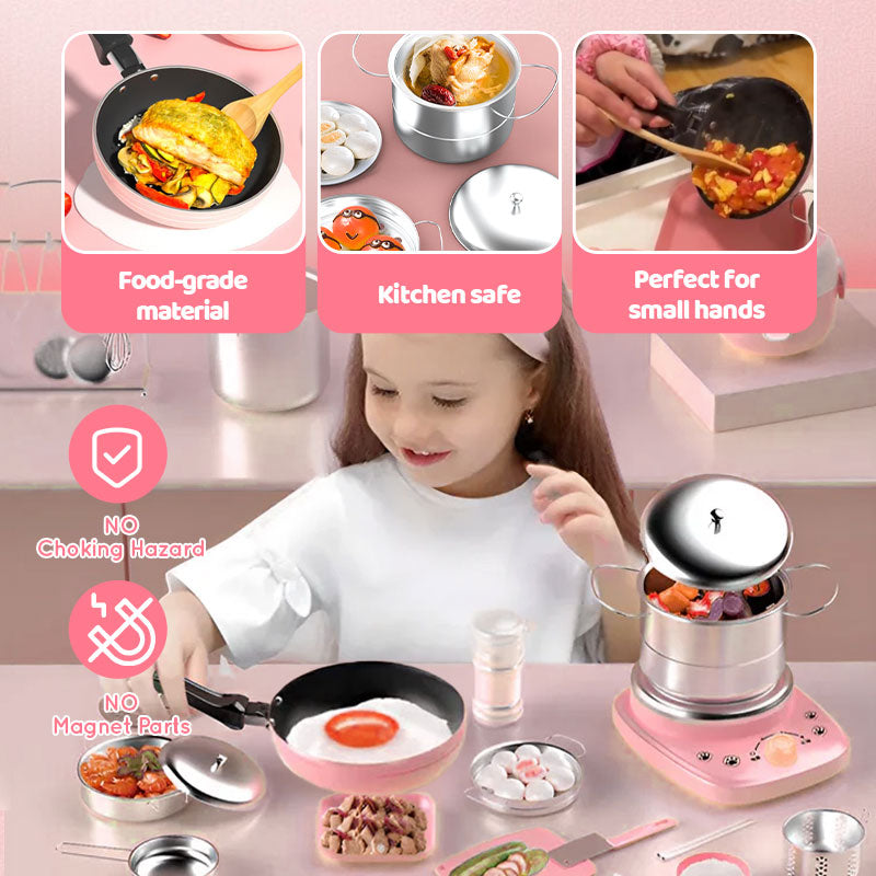 🎁[El mejor regalo para niños]🍳Mini juguetes de cocina de cocina real para niños - Juego de 22 piezas