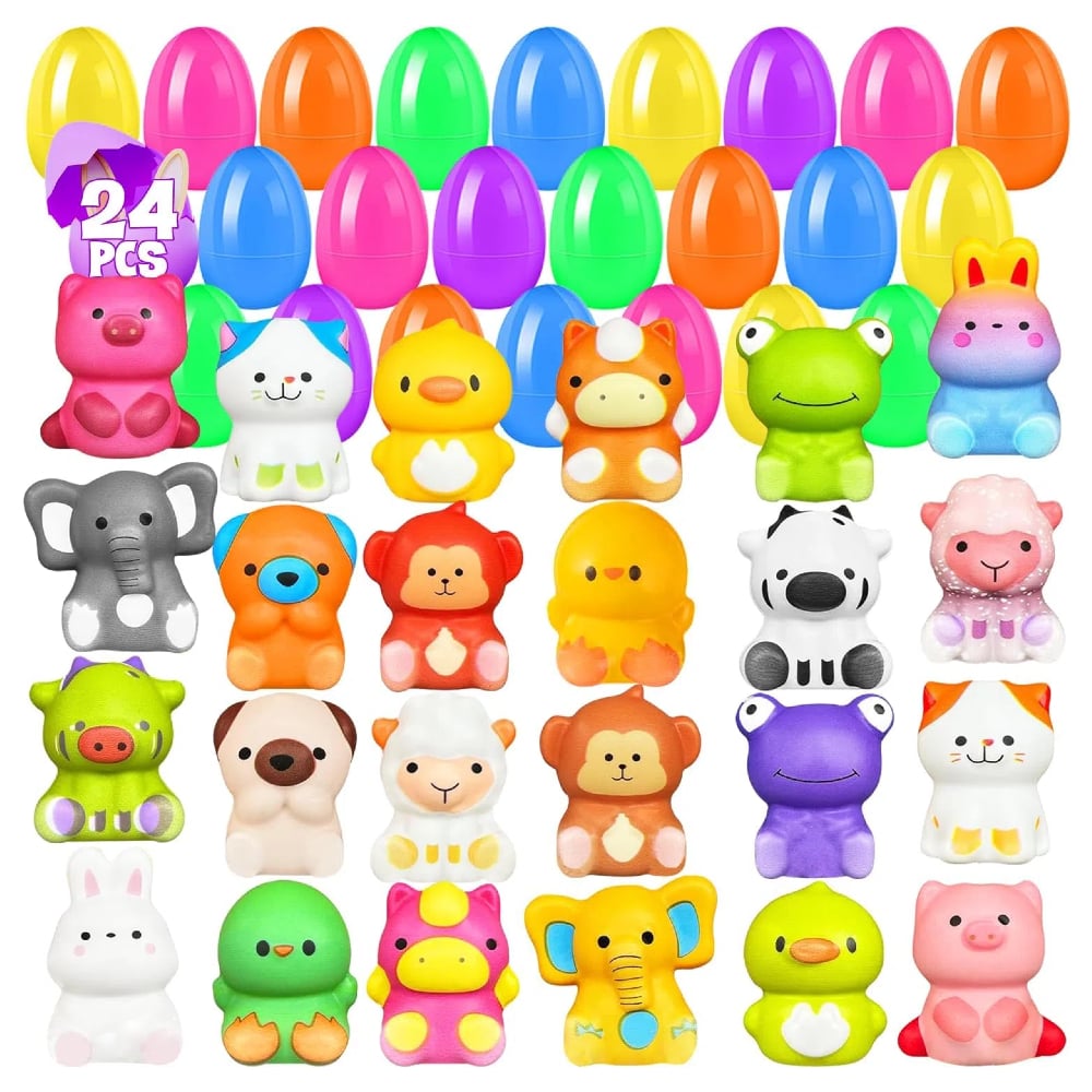 🔥¡Precio especial por último día!⚡Más de 50 000 unidades vendidas🎁12/24 unidades de huevos de Pascua rellenos: juguetes blanditos de crecimiento lento
