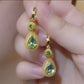 Pendientes de champán, pendientes de durián con circonita dorada, colgante con forma de gota de agua.