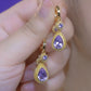 Pendientes de champán, pendientes de durián con circonita dorada, colgante con forma de gota de agua.