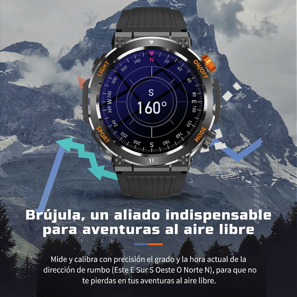 ⌚🔥 ¡61% OFF por Tiempo Limitado! Smartwatch Deportivo y para Exteriores Resistente al Agua – Ideal para Aventura y Ejercicio 💪🌧️