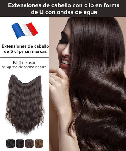 Extensiones de cabello con clip en forma de U con efecto de ondas de agua