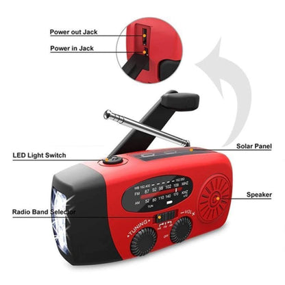 Mini radio portátil multifunción de manivela con energía solar
