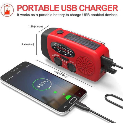 Mini radio portátil multifunción de manivela con energía solar