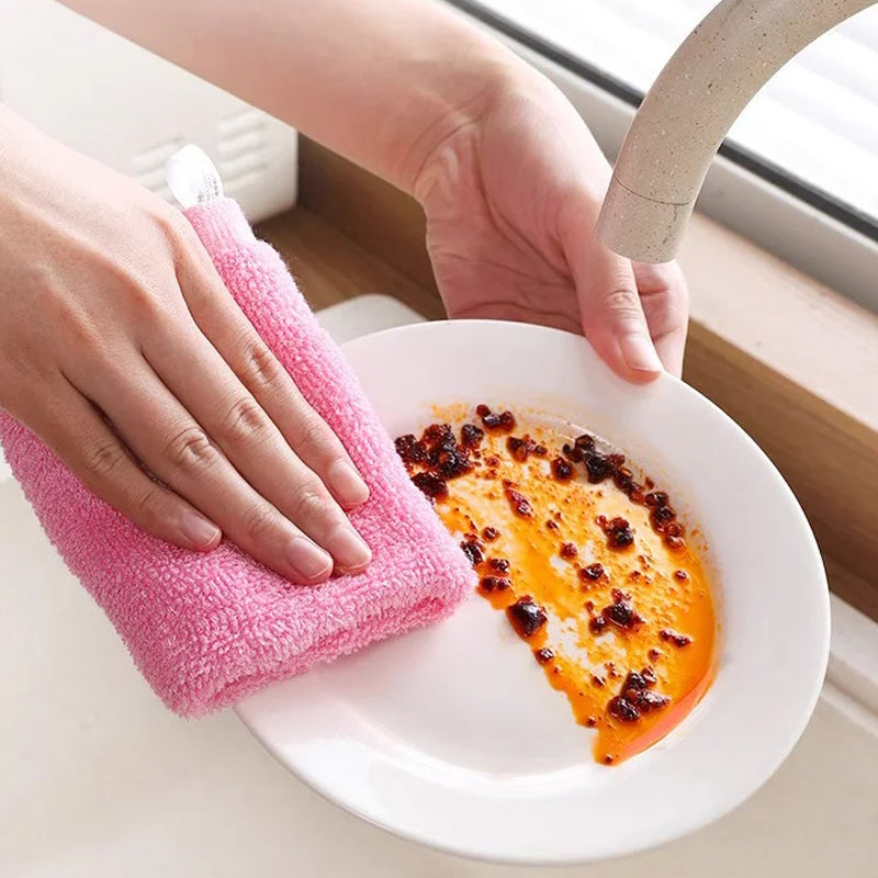 No necesita detergente: Paño de cocina de fibra de madera que elimina el aceite