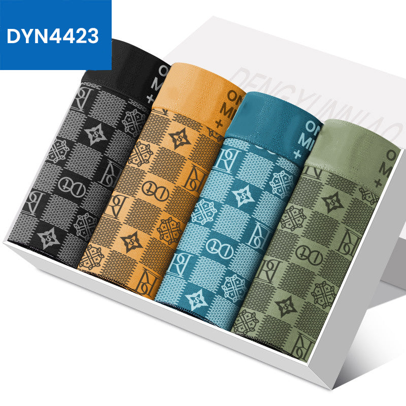 4 Pack Men's Letter Printed Boxer Underwear