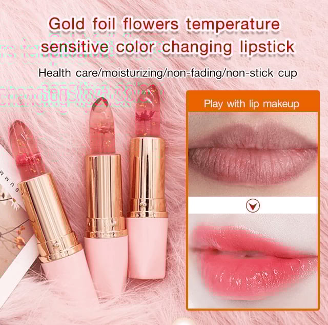 🎉Oferta especial de Navidad: 50 % de descuento💥Barras de labios gelatinosas que cambian de color con flores secas