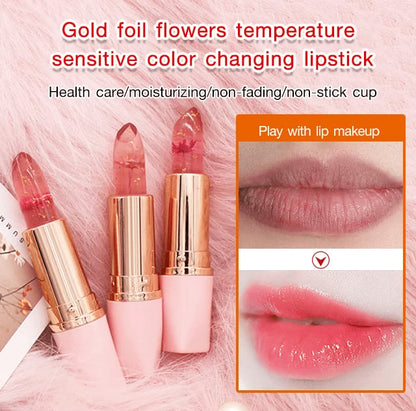 🎉Oferta especial de Navidad: 50 % de descuento💥Barras de labios gelatinosas que cambian de color con flores secas