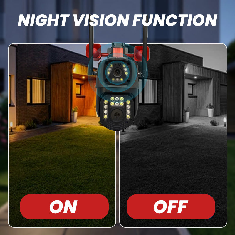 Cámara de seguridad impermeable de doble lente y visión nocturna