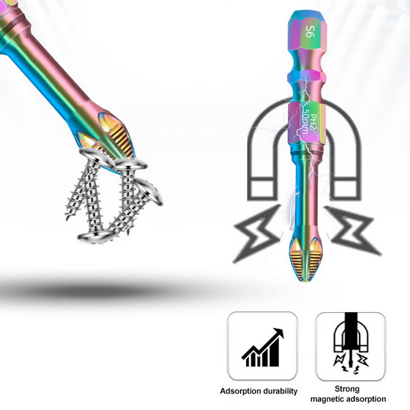 🔧 8 PCS🔥S6 Color Titanio Punta de destornillador de impacto | magnético ultra duro | antideslizante cabeza en cruz ✨