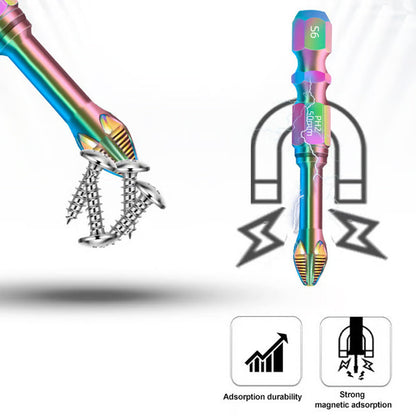 🔧 8 PCS🔥S6 Color Titanio Punta de destornillador de impacto | magnético ultra duro | antideslizante cabeza en cruz ✨