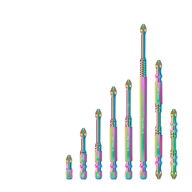 🔧 8 PCS🔥S6 Color Titanio Punta de destornillador de impacto | magnético ultra duro | antideslizante cabeza en cruz ✨
