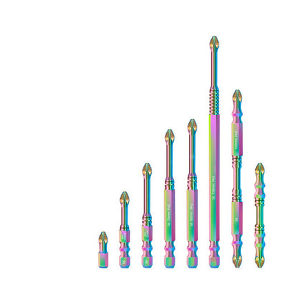 🔧 8 PCS🔥S6 Color Titanio Punta de destornillador de impacto | magnético ultra duro | antideslizante cabeza en cruz ✨