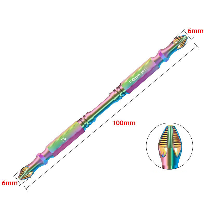 🔧 8 PCS🔥S6 Color Titanio Punta de destornillador de impacto | magnético ultra duro | antideslizante cabeza en cruz ✨