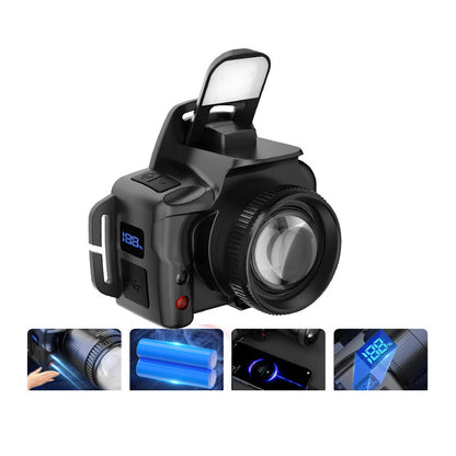 Linterna frontal LED con zoom, 6 modos y sensor de movimiento