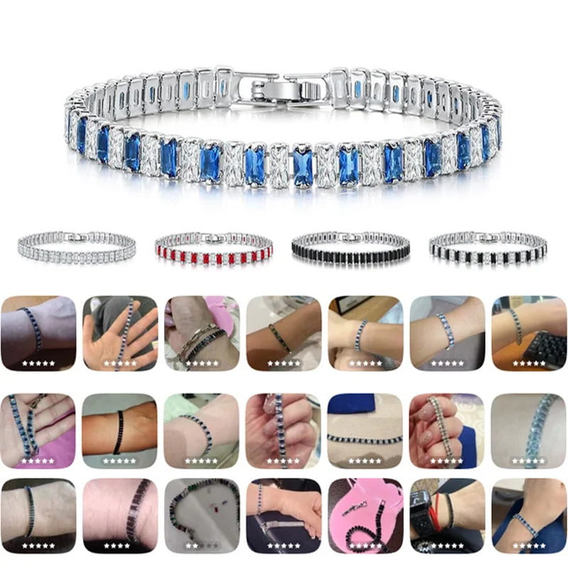 Never-Fading Single Row Rectangular Rhinestone Bracelet