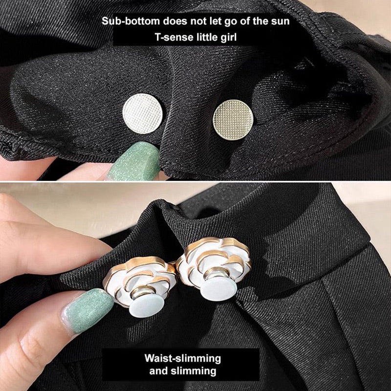 Hebillas de cintura desmontables de camelia para vaqueros holgados