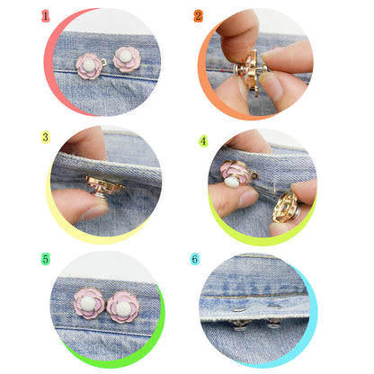 Hebillas de cintura desmontables de camelia para vaqueros holgados