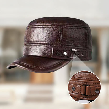 Gorra de Béisbol de Cuero PU con Tapa Plana