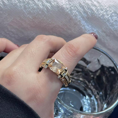 🎁Venta Caliente 🔥 Anillo de banda ancha de circonio vintage de alta resistencia