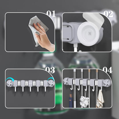 Abrazadera de Fregona con Ventosa sin Perforación para Baño