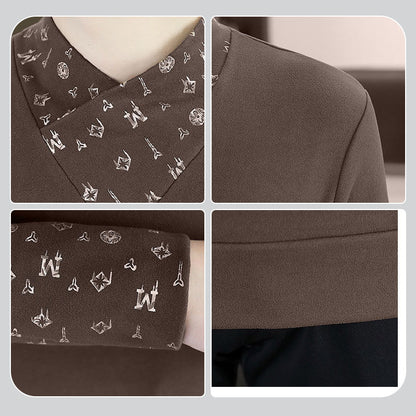 Dos piezas de manga larga de imitación de los hombres casuales Top