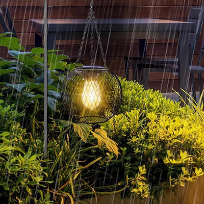 ✨Lámpara colgante solar para jardín y terraza – Linterna de metal resistente a la intemperie para iluminación exterior con ambiente