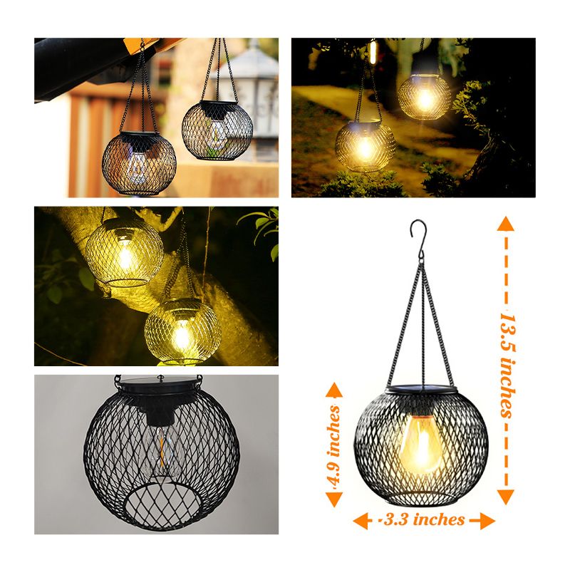 ✨Lámpara colgante solar para jardín y terraza – Linterna de metal resistente a la intemperie para iluminación exterior con ambiente