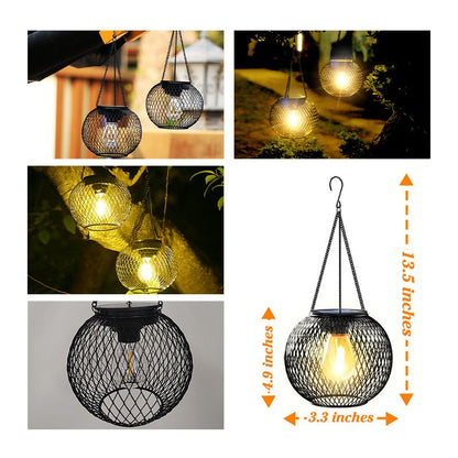 ✨Lámpara colgante solar para jardín y terraza – Linterna de metal resistente a la intemperie para iluminación exterior con ambiente