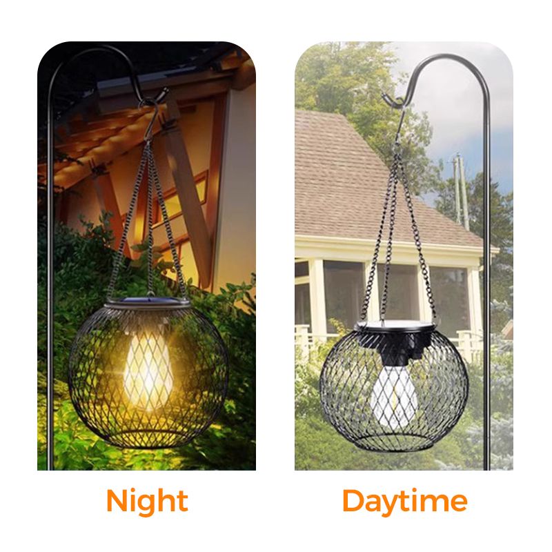✨Lámpara colgante solar para jardín y terraza – Linterna de metal resistente a la intemperie para iluminación exterior con ambiente
