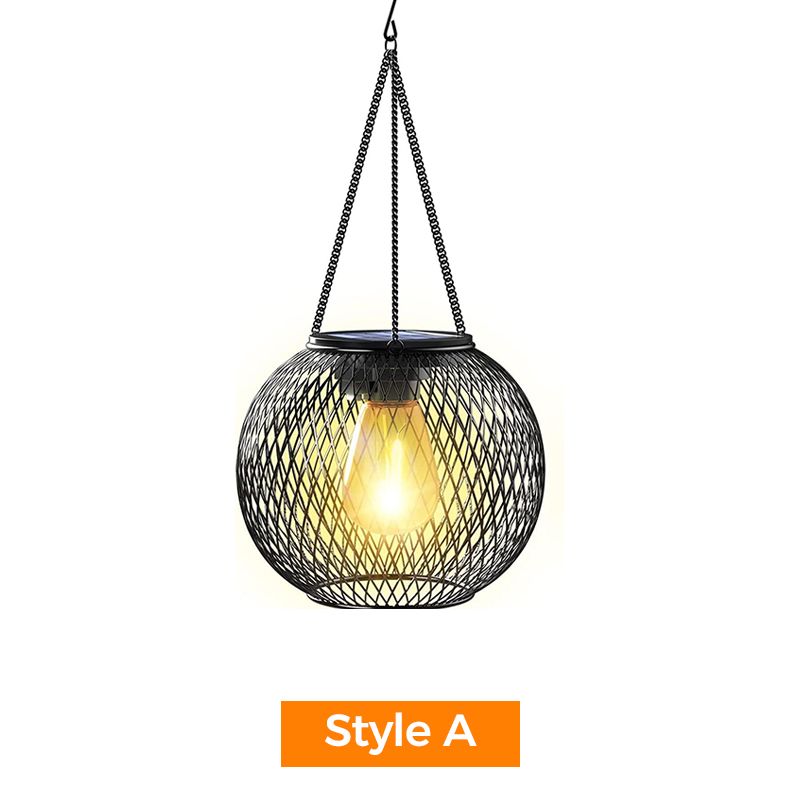 ✨Lámpara colgante solar para jardín y terraza – Linterna de metal resistente a la intemperie para iluminación exterior con ambiente