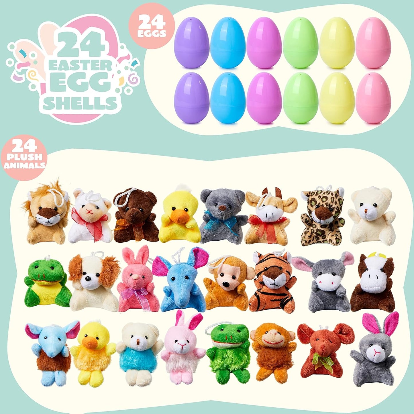 🔥¡Precio especial por último día!⚡Más de 50 000 unidades vendidas🎁12/24 unidades de huevos de Pascua rellenos: juguetes blanditos de crecimiento lento