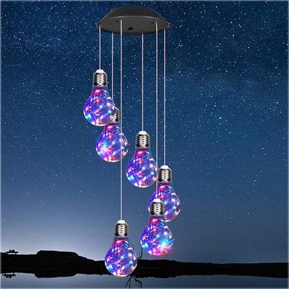 Al aire libre solar LED alambre de cobre carillón de viento de luz de la bombilla de la bola